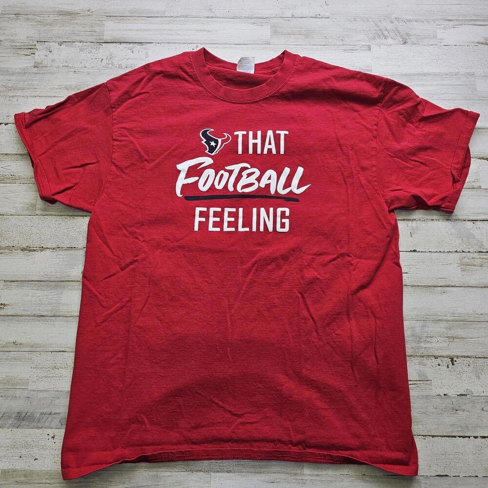 Houston Texans T-Shirt Red NFL Short Sleeve Crewneck  "That Football Feeling" LG